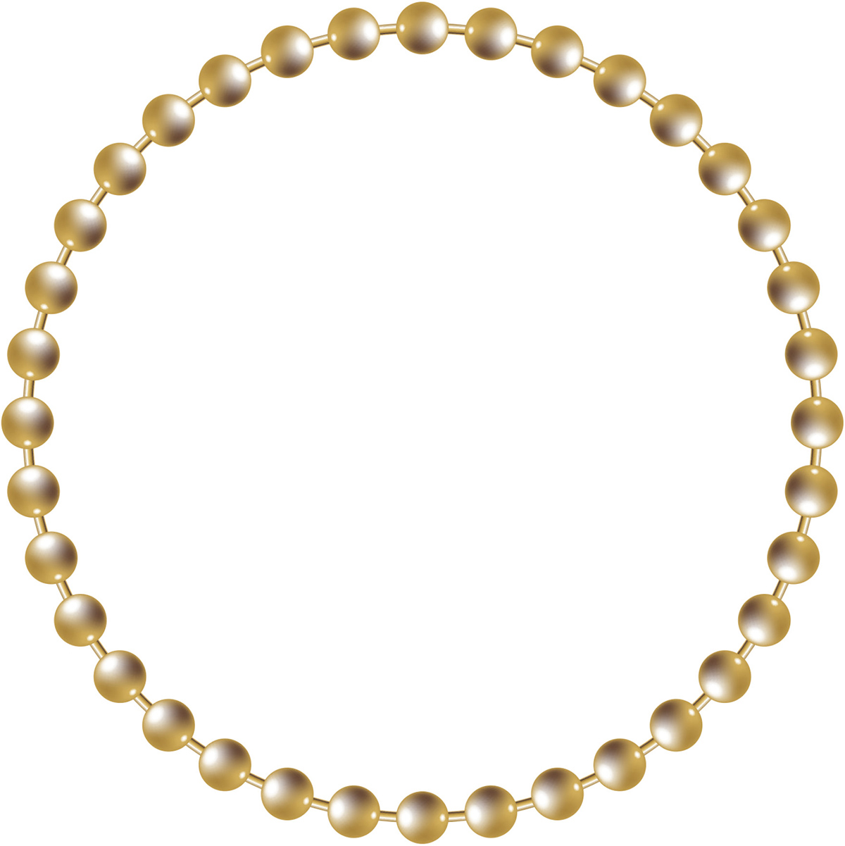 A circular border made of connected golden metallic beads with a shiny gradient finish on a white background.